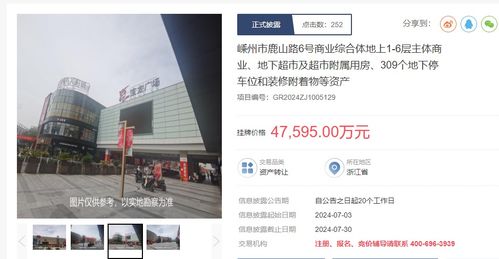紹興嵊州寶龍廣場商業(yè)綜合體掛牌轉(zhuǎn)讓，掛牌價(jià)4.7億元